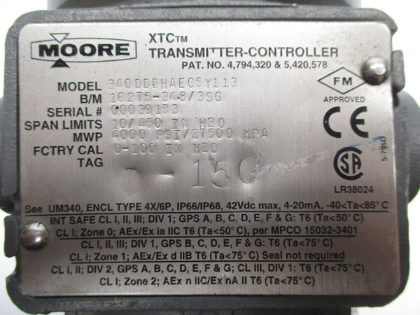 MOORE 340DDBHAEC5Y113 42VDC 0-100INH2O UNMP
