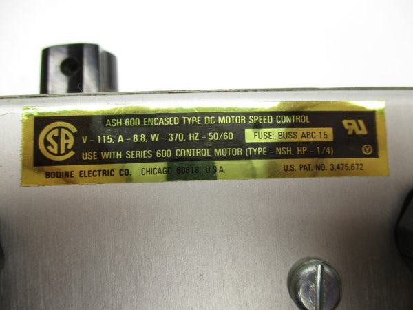BODINE ELECTRIC ASH-600 115V 8.8A NSNP