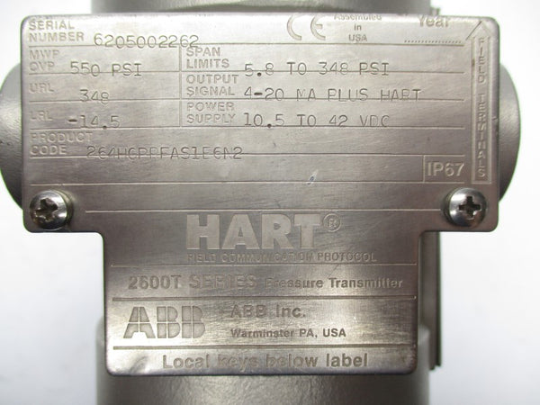 ABB 264HGPRFAS1E6N2 10.5-42VDC 5.8-348PSI NSNP