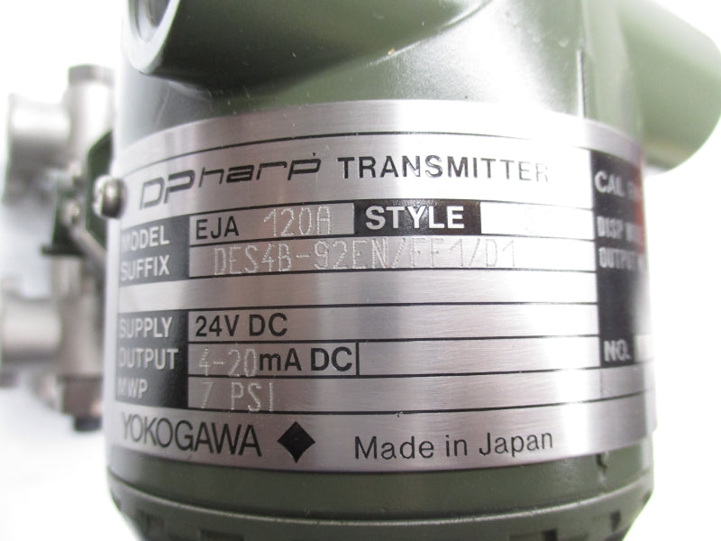 YOKOGAWA EJA120A-DES4B-92EN/FF1/D1 24VDC 7PSI NSMP