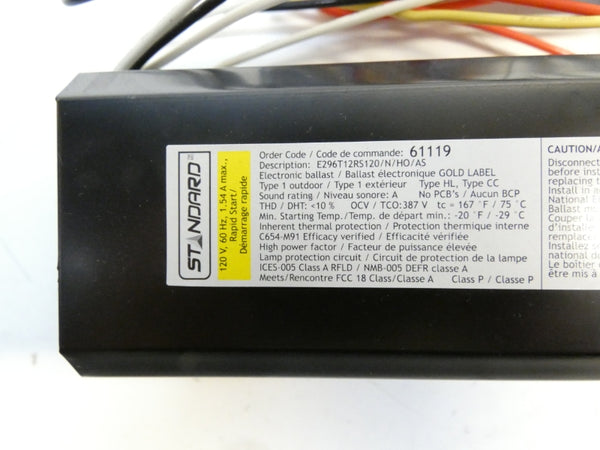 STANDARD E296T12RS120/N/HO/AS 61119 120V 1.54A NSNP