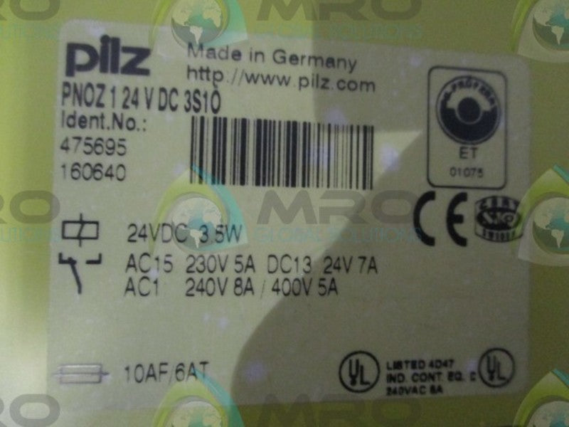 PILZ PNOZ 1 24 V DC 3S10 SAFETY RELAY  UNMP