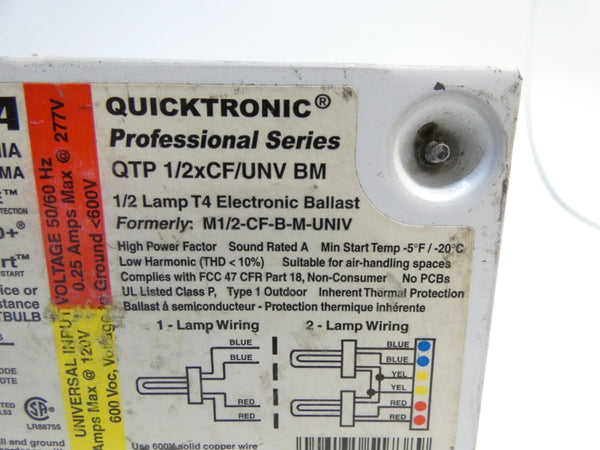 SYLVANIA QTP1/2XCF/UNVBM 600V 0.25A UNMP