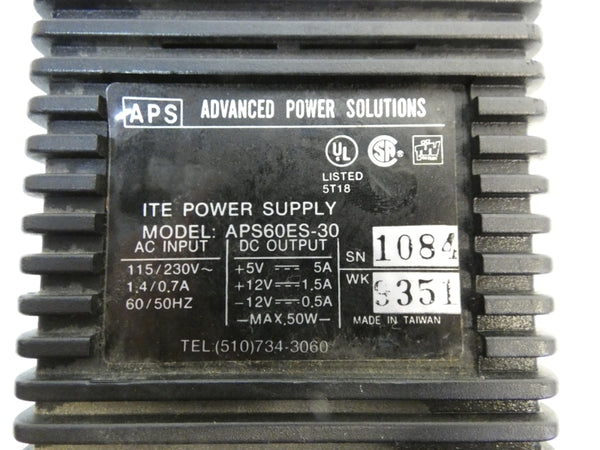 ADVANCED POWER SOLUTIONS APS60ES-30 115/230V 1.4/0.7A NSNP