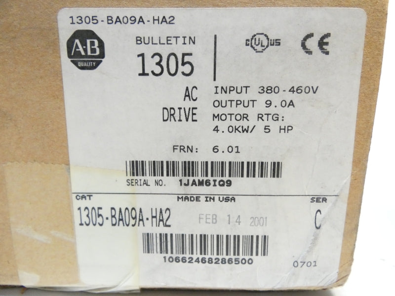 ALLEN BRADLEY 1305-BA09A-HA2 SER. C F/W 6.01 380-460V 9.0A NSMP
