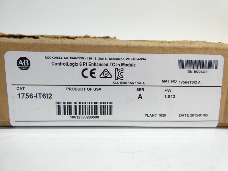 ALLEN BRADLEY 1756-IT6I2 SER. A F/W 1.013 24VDC NSMP