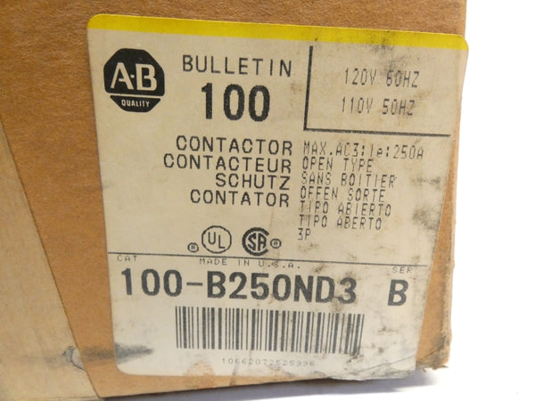 ALLEN BRADLEY 100-B250ND3 SER. B 110/120V 250A (WH/YL) NSMP