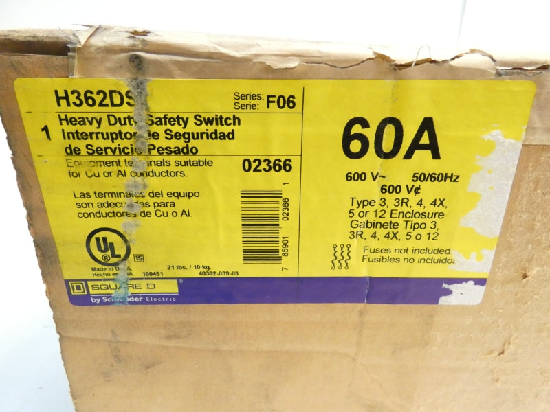 SQUARE D H362DS SER. F06 600V 60A NSMP