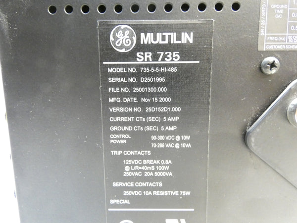 GENERAL ELECTRIC 735-5-5-HI-485 SR735 70-265VAC 10A NSNP
