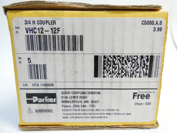 PARKER VHC12-12F 3/4" (PKG OF 5) NSMP