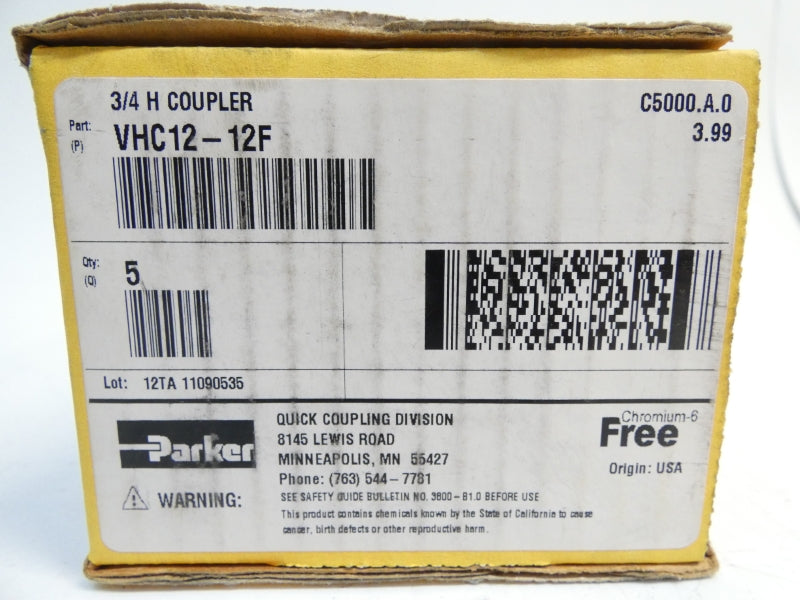 PARKER VHC12-12F 3/4" (PKG OF 5) NSMP