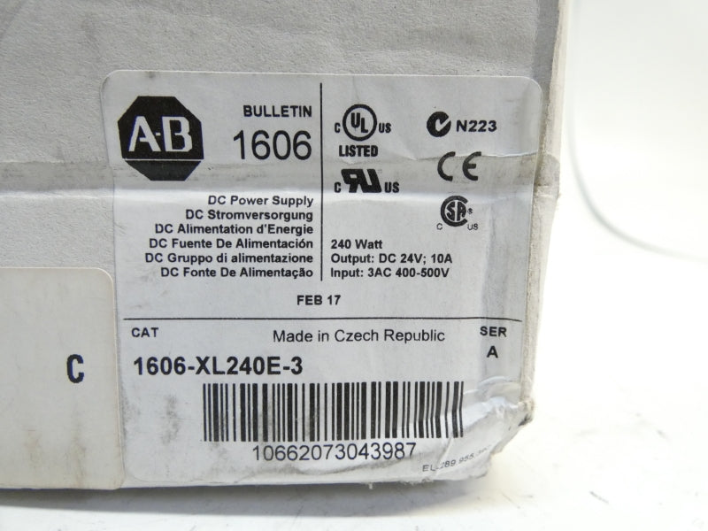 ALLEN BRADLEY 1606-XL240E-3 SER. A 400-500VAC 0.8A NSMP