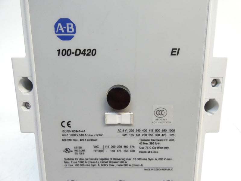 ALLEN BRADLEY 100-D420EN11 380-500V 1000A REMAN