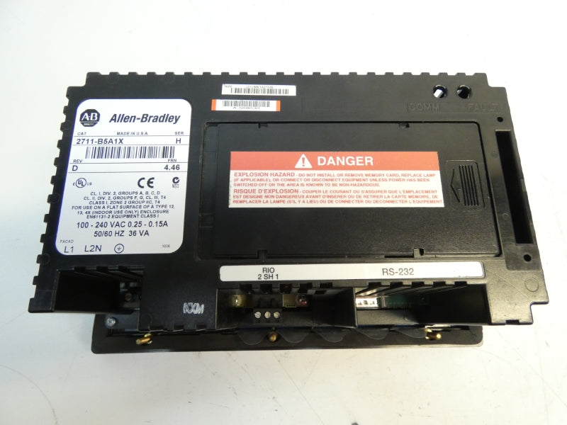 ALLEN BRADLEY 2711-B5A1X SER. H F/W 4.46 REV. D 100-240VAC 0.25-0.15A REMAN