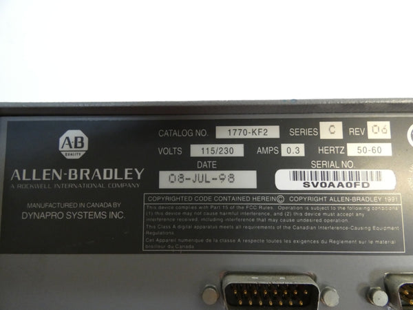 ALLEN BRADLEY 1770-KF2 SER. C REV. 06 115/230V 0.3A UNMP