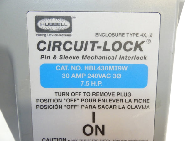 HUBBELL HBL430MI9W 240VAC 30A UNMP