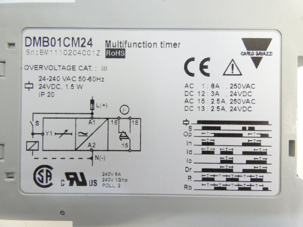 CARLO GAVAZZI DMB01CM24 24-240VAC 8A 0.1S-10H NSMP
