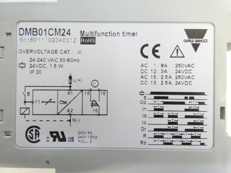 CARLO GAVAZZI DMB01CM24 24-240VAC 8A 0.1S-10H NSMP