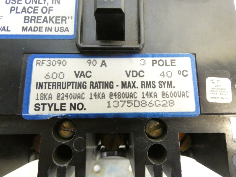 WESTINGHOUSE RF3090 1375D86G28 600VAC 90A NSNP