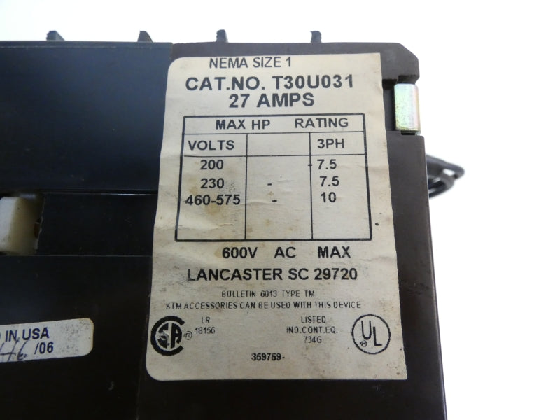 JOSLYN CLARK T30U031 90-110/110-120V 27A NSNP