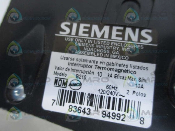 SIEMENS B210 CIRCUIT BREAKER 10A  NSNP