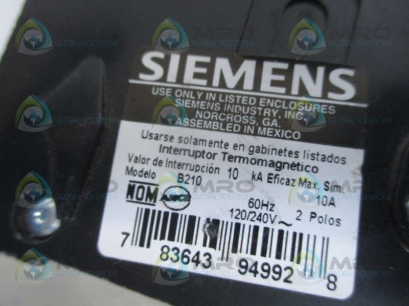 SIEMENS B210 CIRCUIT BREAKER 10A  NSNP