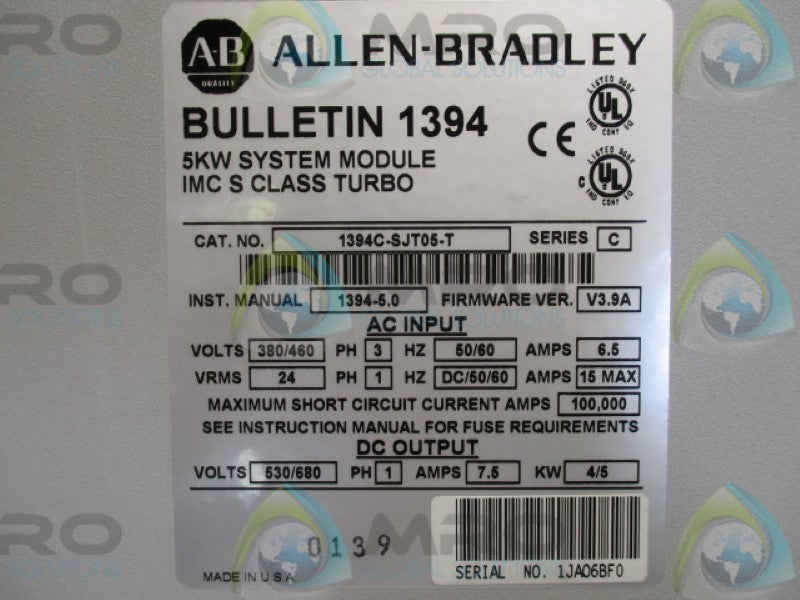 ALLEN BRADLEY 1394C-SJT05-T SER. C F/W V3.9A  UNMP