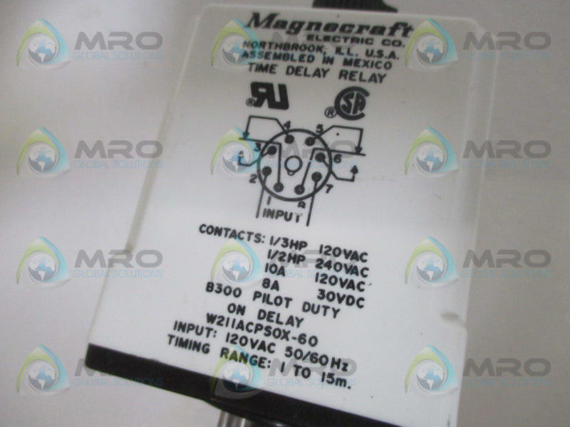 MAGNECRAFT W211ACPS0X-60 TIME DELAY RELAY 1-15 MIN. 120VAC  UNMP