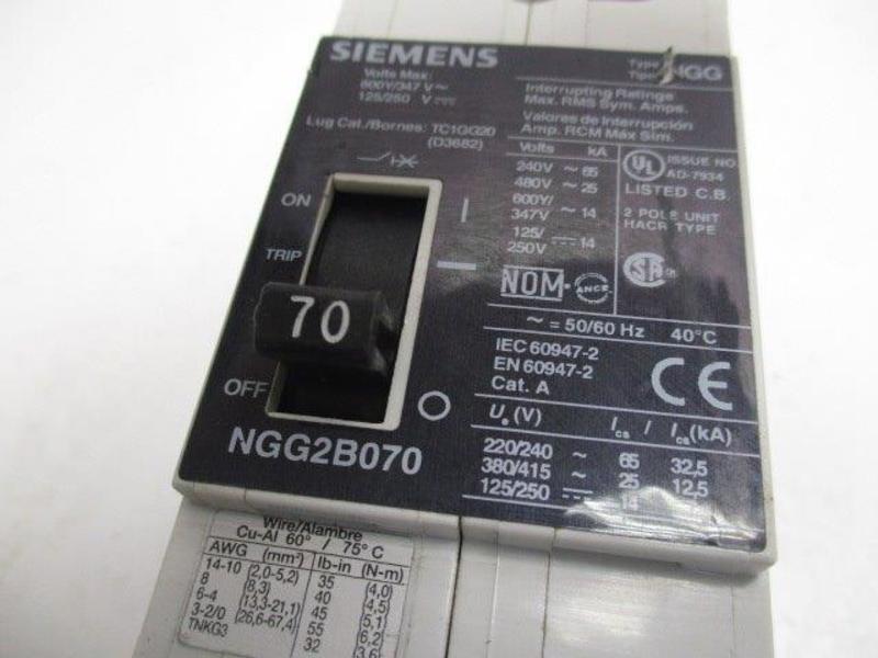 SIEMENS NGG2B070 CIRCUIT BREAKER 70A 240V  UNMP