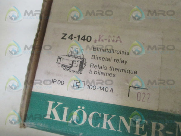 KLOCKNER MOELLER Z4-140K-NA OVERLOAD RELAY 140A (AS PICTURED)   NSMP