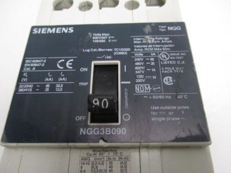 SIEMENS NGG3B090L CIRCUIT BREAKER 90A 347V  UNMP