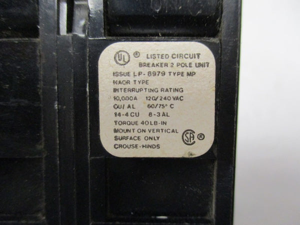 CROUSE-HINDS MP230 CIRCUIT BREAKER 30A 240VAC  UNMP