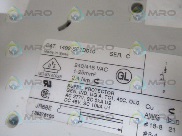 ALLEN BRADLEY 1492-SP1D010 SER. C CIRCUIT BREAKER 1A  UNMP