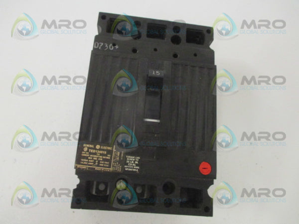 GENERAL ELECTRIC TED134015 CIRCUIT BREAKER 15A 480VAC  UNMP