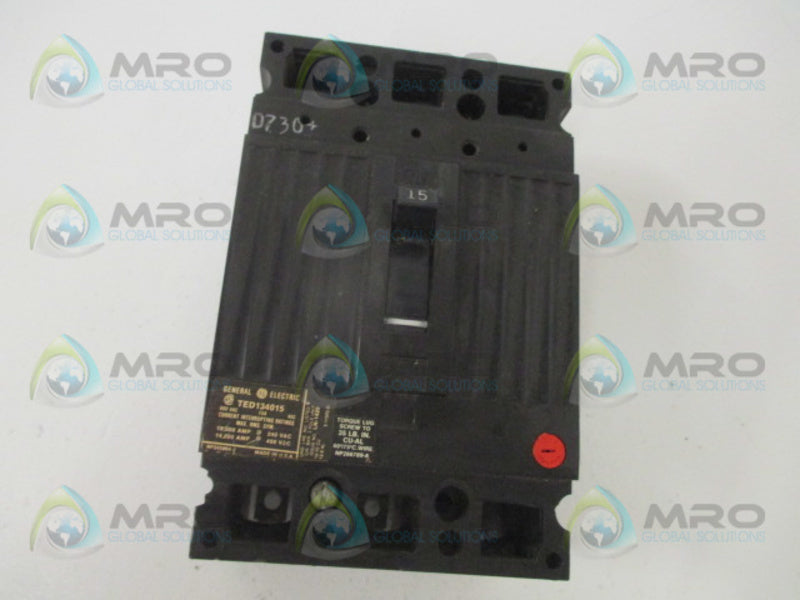 GENERAL ELECTRIC TED134015 CIRCUIT BREAKER 15A 480VAC  UNMP