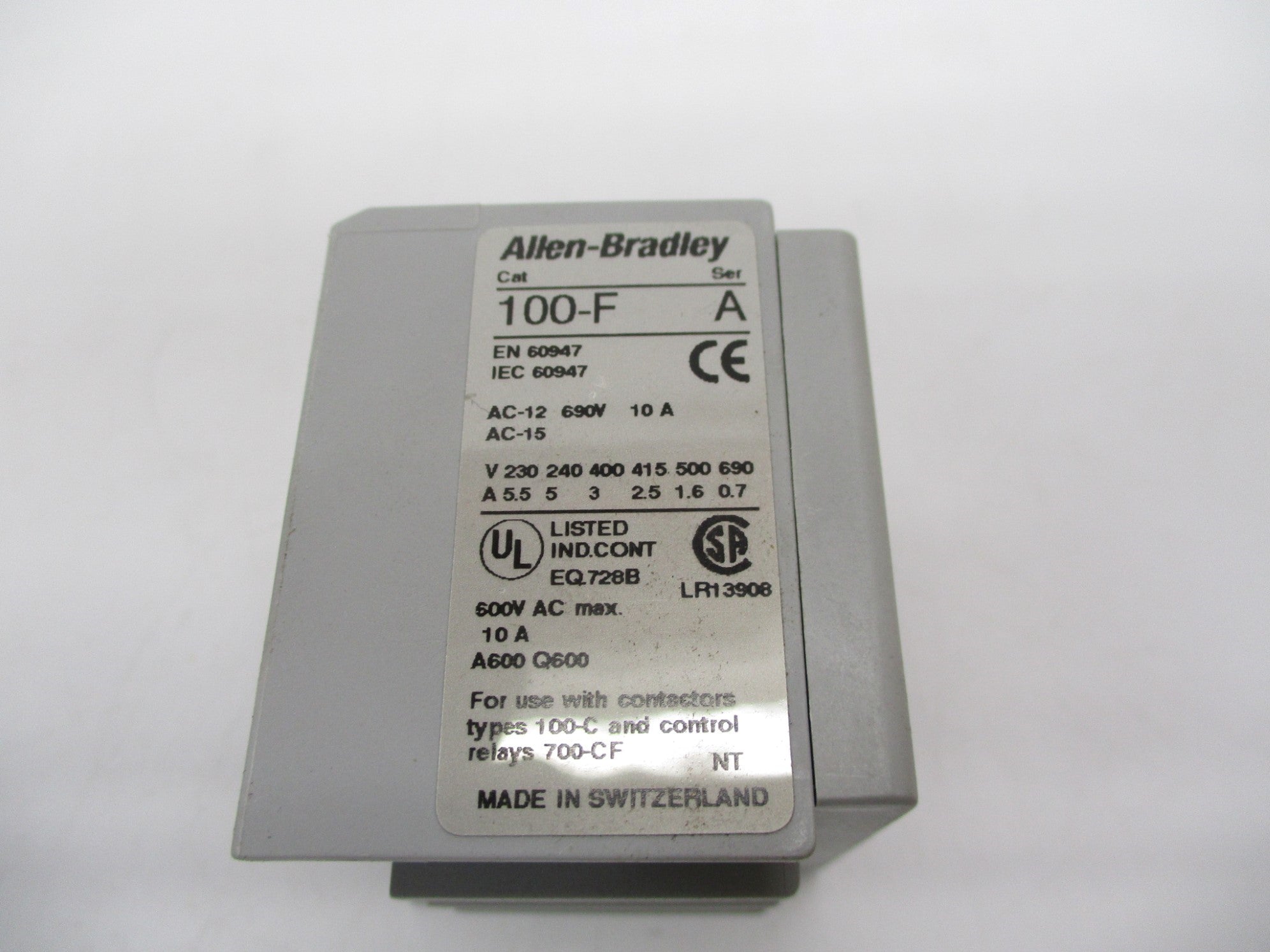 ALLEN BRADLEY 100-FA22 SER. A 600VAC 10A (WH) NSMP