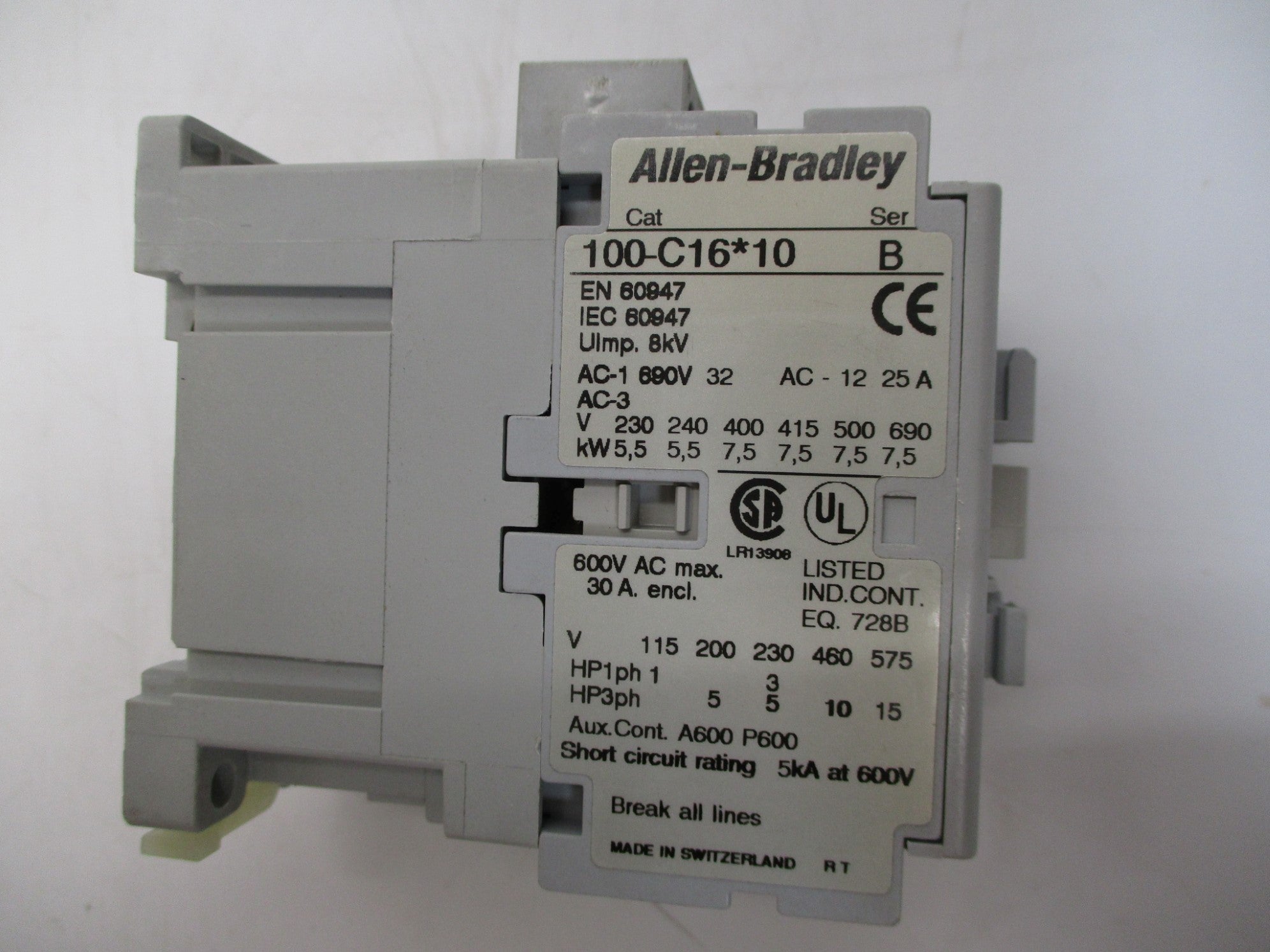ALLEN BRADLEY 100-C16D10 SER. B 110/120V NSNP