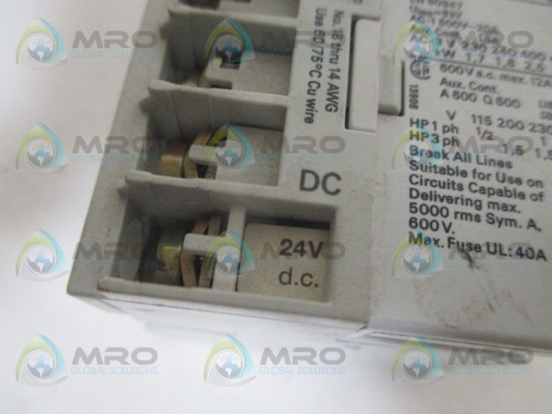 ALLEN BRADLEY 100-M05NR243 SER. A CONTACTOR 24VDC UNMP
