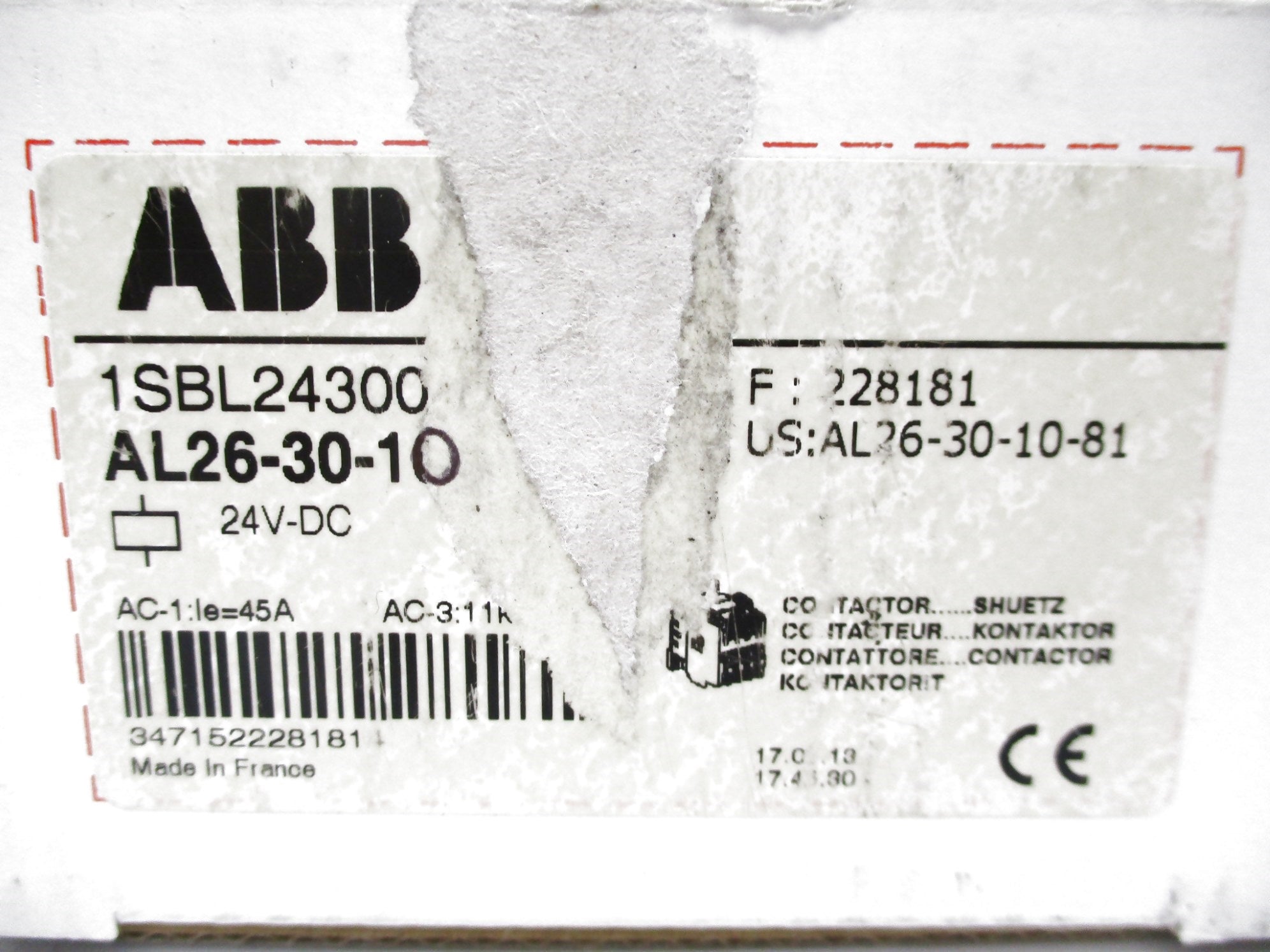 ABB 1SBL243001R8110 AL26-30-10 24VDC NSMP