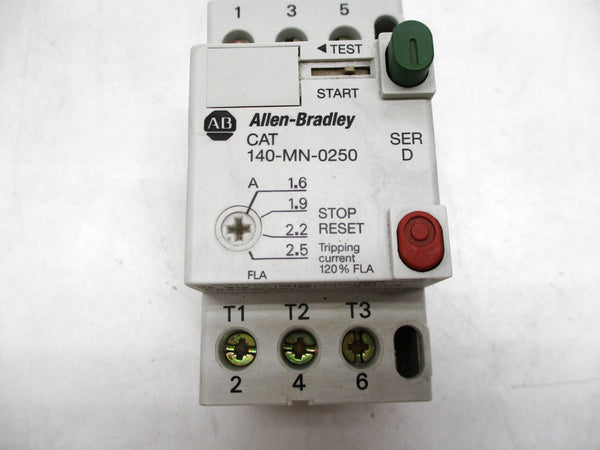 ALLEN BRADLEY 140-MN-0250 SER. D 600V 1.6-2.5A (BR/WH) NSMP