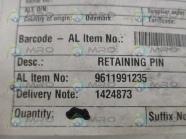 ALFA LAVAL 9611991245 RETAINING PIN NSNP