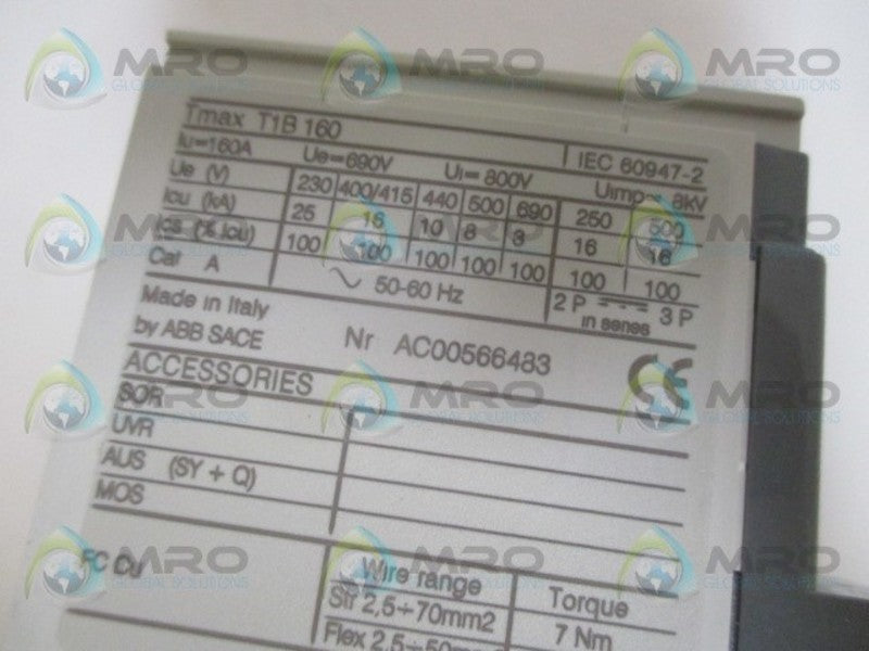ABB T1B160 CIRCUIT BREAKER 16A UNMP