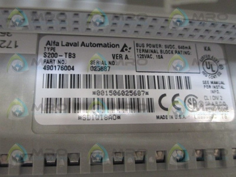 ALFA LAVAL S200-TB3 TERMINAL BLOCK INTERFACE  UNMP