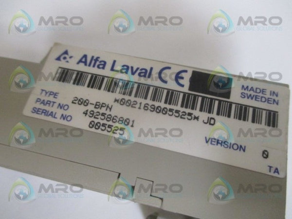 ALFA LAVAL 200-BPN BACKPLANE 492586801 UNMP