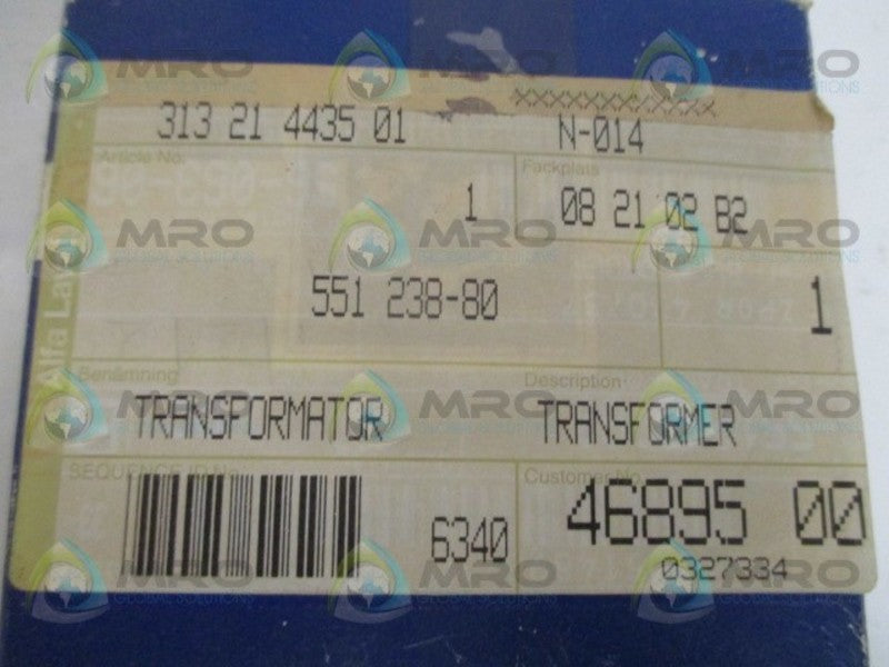 ALFA LAVAL 551238-80 TRANSFORMER NSMP