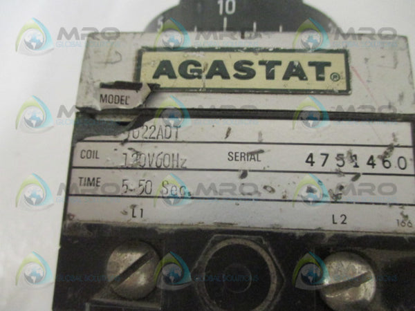 AGASTAT 7022ADT TIMING RELAY 5-50 SEC. 120V (AS PICTURED) UNMP