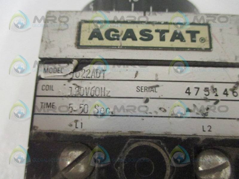 AGASTAT 7022ADT TIMING RELAY 5-50 SEC. 120V (AS PICTURED) UNMP