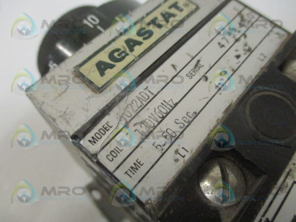 AGASTAT 7022ADT TIMING RELAY 5-50 SEC. 120V (AS PICTURED) UNMP