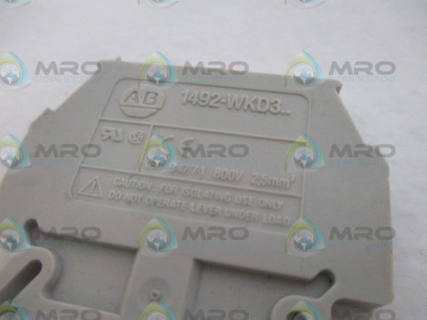 ALLEN BRADLEY 1492-WKD3 TERMINAL BLOCK  GRAY UNMP