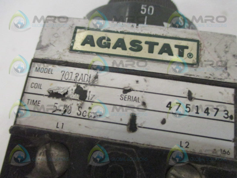AGASTAT 7012ADLL TIME DELAY RELAY 5-50 SEC. (AS PICTURED) UNMP
